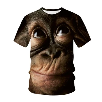New Summer 3D Funny Monkey Gorilla Print Мъжка тениска Улично облекло Хип-хоп Случайни дишаща бързо съхнеща извънгабаритна тениска