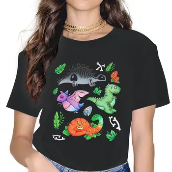 Смешни Хелоуин динозавър чудовища тениска жени кръгла яка 100% памук T риза T-Rex скелет къс ръкав тениска