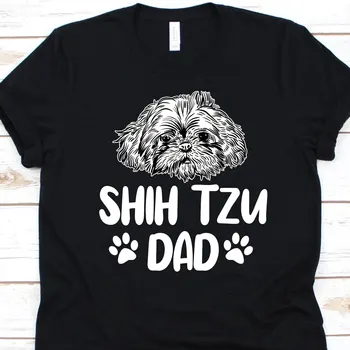 Shih Tzu Dad T Shirt Fur Paw Print Design Hsi Dog Toy Chrysanthemum Тибетски Порода Lover