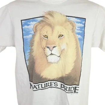 Lion T Shirt Vintage 90s Natures Pride King Of The Jungle Made In USA Mens Size Medium