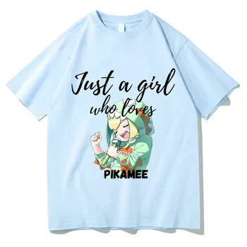 Amano Pikamee VOMS Project Pikarmy тениски ЖЕНИ корейски стил манга / комикс тениски 100% памук T ризи Чувство за дизайн Harajuku