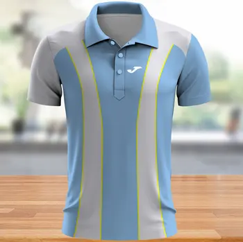 Мода простота стил поло тениска за мъже открит голф спортни дрехи случайни бутон блуза лято къс ръкав ревера върховете