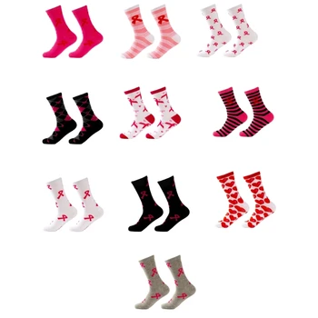 Дамски чорапи за осведоменост за рак на гърдата,меки розови панделки спортни чорапи панделка глезена чорапи памук Bottie чорапи H9ED