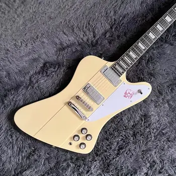 Firebird електрическа китара, махагоново тяло, гриф от палисандрово дърво, кремаво жълт цвят, Tune-O-Matic Bridge, гитара, безплатен кораб 기타