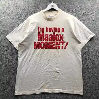 Vintage I'm Having a Maalox Moment Heartburn T-Shirt Мъжки XL къс ръкав бял