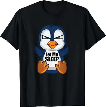 Дамски смешен пингвин нека спя сладка тениска черна средна