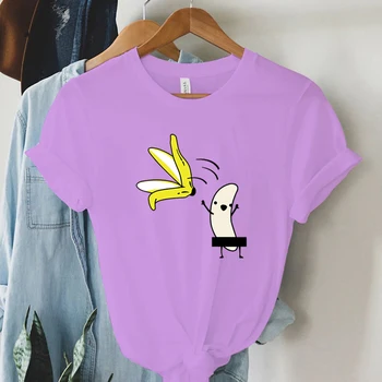 Дамски банан Disrobe Забавен дизайн Графичен T Ризи Мода Хумор Шега Хипстър тениска лилаво случайни женски Y2k Топ улично облекло