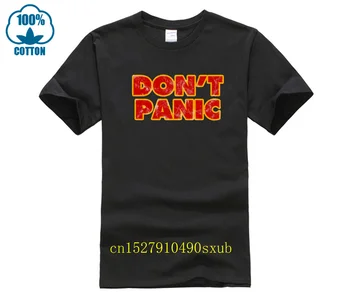 New Summer Men's Casual Print T-Shirt Fashion Don't Panic Hitchhikers Guide to the Galaxy затруднена мъжка мода мъжка тениска