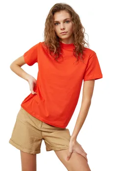 Trendyol Дамска обикновена къса редовна тениска