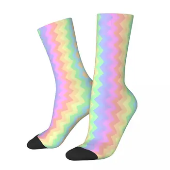 Вълнообразна текстура Rainbow райета Kawaii чорапи училище карикатура модел чорапи възрастен дете