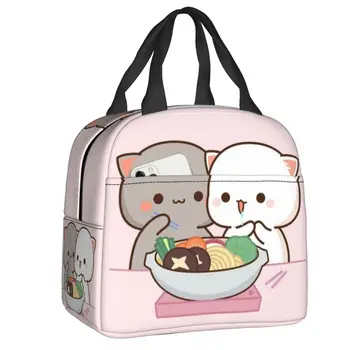 карикатура Mochi котка праскова и гома обяд кутия жени resuable непропусклив охладител термична храна изолирани обяд чанта деца училище деца