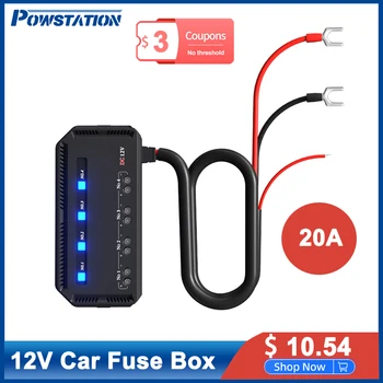 Powstation 12V кола предпазител кутия универсален LED индикатор 20A мотоциклет батерия защита разклонителна кутия устойчиви топлина предпазител притежателя