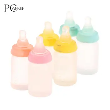 6Pcs цветна смола симулация мини бутилка мляко миниатюрни бебе бутилка супер сладък прозрачна бутилка 1:12 Аксесоари за кукли