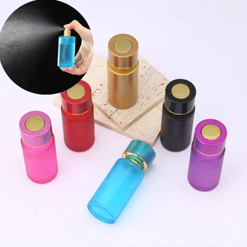 50ml цветна парфюмна бутилка цилиндрични стъклени бутилки за многократна употреба на етерично масло спрей бутилка празен пулверизатор козметичен контейнер