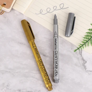 Point писалка маркер акрилна боя подчертава метален постоянен маркер злато сребро епоксидна смола рисуване писалка злато листване