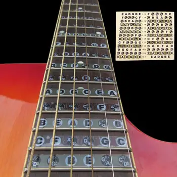 Hot Продажба китарни везни стикери Fretboard Fret карта акустична електрическа китара бележка везни стикери за начинаещи китара аксесоар