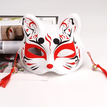 Аниме лисици маска японски косплей рейв ръчно рисувани аниме демон убиец половин лице котка маски маскарад фестивал парти подпори