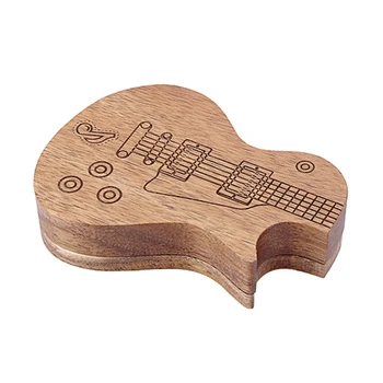 1Pc Държач за китара Дървен Plectrum Guitar Mediator Кутия за съхранение Бас пакет Джаз подарък