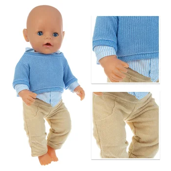 Пуловер костюм кукла дрехи годни 17 инча 43 см кукла дрехи родени бебета кукла дрехи за бебе рожден ден фестивал подарък