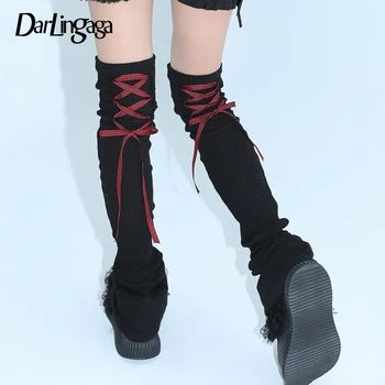 Darlingaga реколта Y2K трикотажни дълги чорапи крак топло кокетни дрехи корейски стил дантела нагоре kawaii крак чорапи чорапи чорапи есен нов
