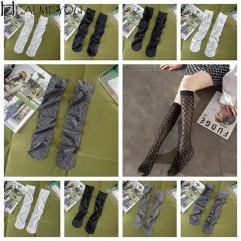 Long Tube дълги чорапи за жени японски диамант проверка британски стил теле чорапи тънък дамски тънки чорапи момиче