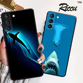 Сладък калъф за телефон с бяла акула за Samsung Galaxy S22 S21 S20 FE Ultra S10 S9 Plus S10e Забележка 20Ultra 10Plus капак