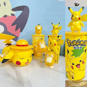 TOMY Pokemon Pikachu Psyduck Чаша за вода Гримаса смешно Аниме Фигура висулка Ключодържател Аксесоари сувенир Рожден ден Коледен подарък