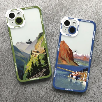 Калъф за телефон за Samsung Galaxy S23 S22 S21 Ultra S10 S9 Plus Clear Cover Ангелски очи Funda Mountain View Илюстрации