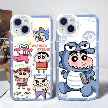 Карикатура пастели Shinchans телефон случай прозрачен за Iphone 15 Pro Max 12 Mini 14 13 11 меки TPU ангел око капаци