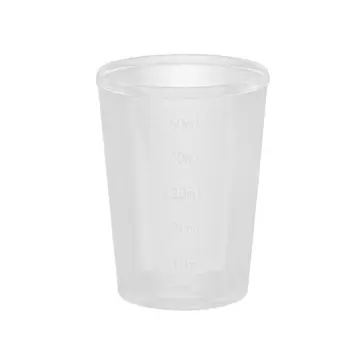 10PCS пластмасови мерителни чаши 50ml смесителна чаша със скала за боя течност измерване училище лаборатории експерименти консумативи