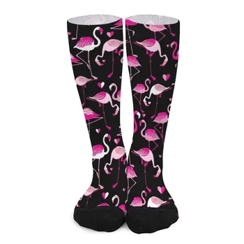 Cartoon фламинго чорапи сърце печат случайни чорапи зимата против хлъзгане унисекс чорапи удобни графични открит спортни чорапи